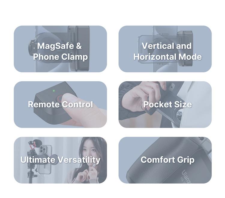 Product Introduction of ULANZI Selfie Phone Tripod Mount MA35, 2-in-1 Magnetic & Phone Clip Camera Grip Handle Holder with Detachable Remote Shutter with Cold Shoe Adapter for iPhone 14 15 Samsung Smartphone Video Shooting Cellphone 1