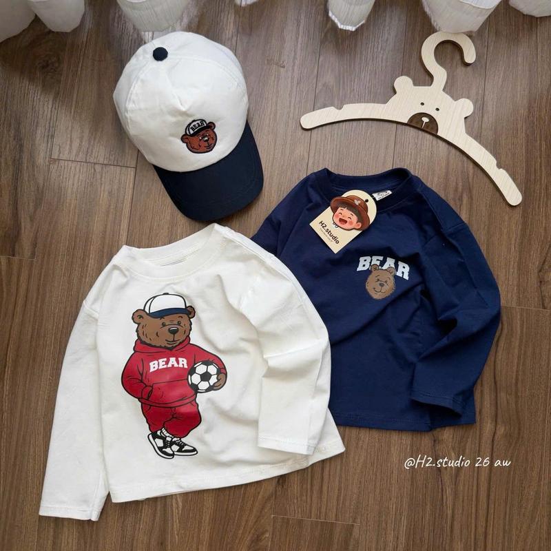 Áo Thu Đông Dài Tay Họa Tiết Gấu Bear Dành Cho Bé Size 8-18kg Chất Liệu Thun Cotton Mềm Mịn Thoáng Mát