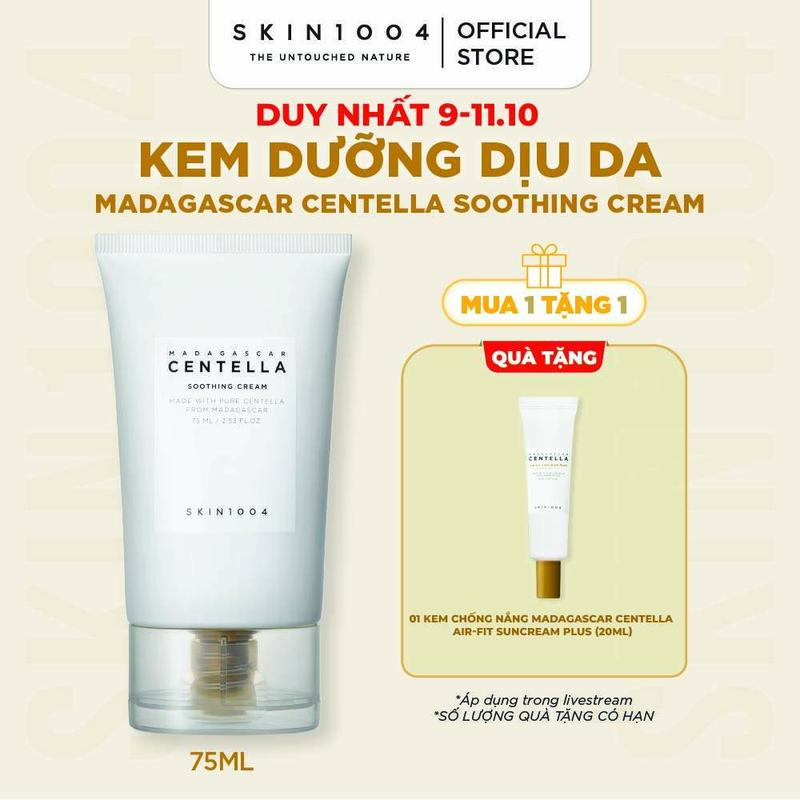 [MEGALIVE][Tặng 1 KCN 20ml] SKIN1004 Kem Dưỡng Ẩm Da cho da dầu Madagascar Centella Soothing Cream 75ml