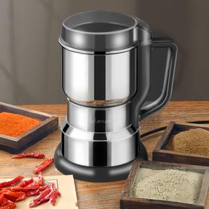 Lalayuanコーヒーミル 300W強力モーター 10秒で素早く粉砕 8枚ステンレス製ブレード 400g 400mL 14oz容量粉砕チャンバー ドライフードプロセッサー