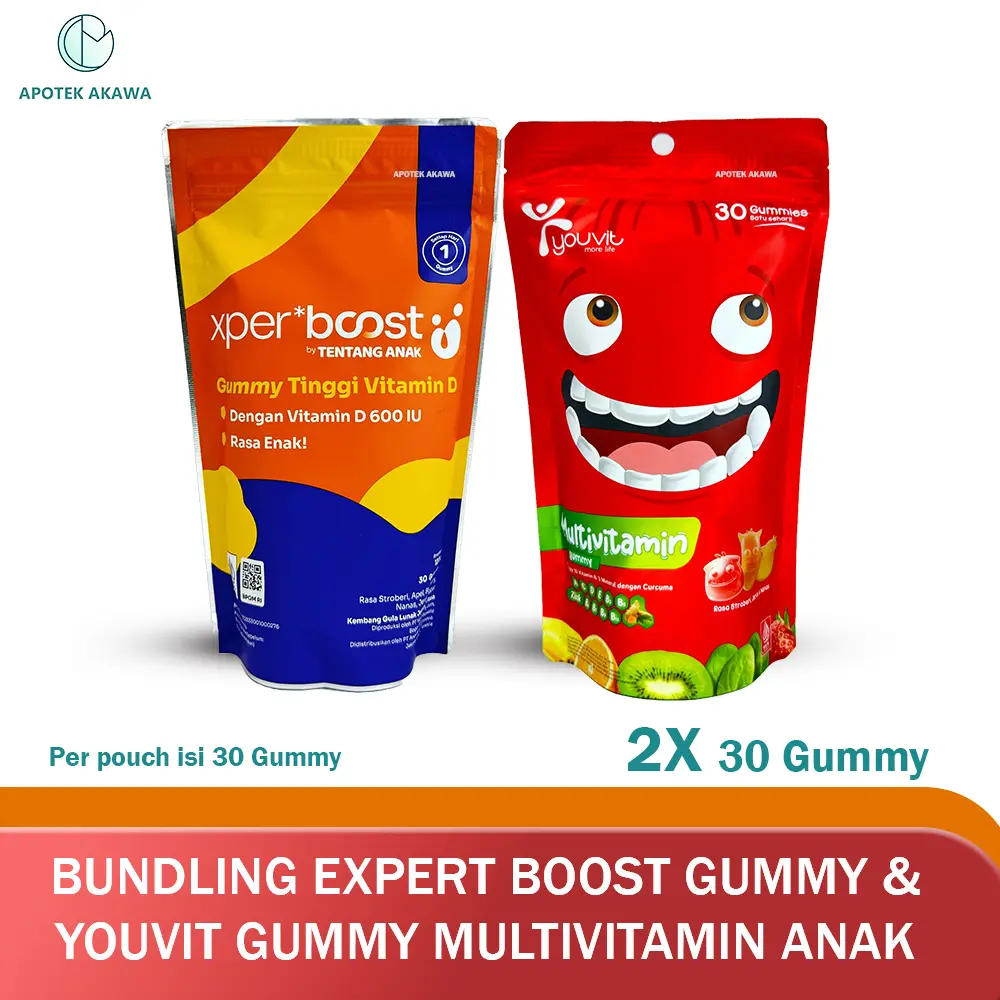 BUNDLING EXPERT BOOST GUMMY VITAMIN D & YOUVIT GUMMY MULTIVITAMIN ANAK / POUCH @30 GUMMY / APOTEK AKAWA