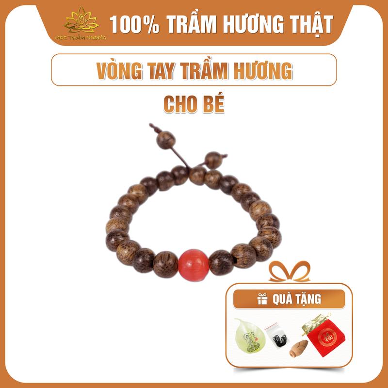   MTH  Vòng Tay Trầm Hương Hạt Tròn Đơn Cho BÉ Mix Charm Mắt Mèo Mộc Trầm Hương - Vòng Trầm Tốc Việt Đủ Size Nam Nữ Phụ Kiện Túi Gấm Lá Bồ Đề Nụ Trầm Dây Xâu - Đeo Tay 