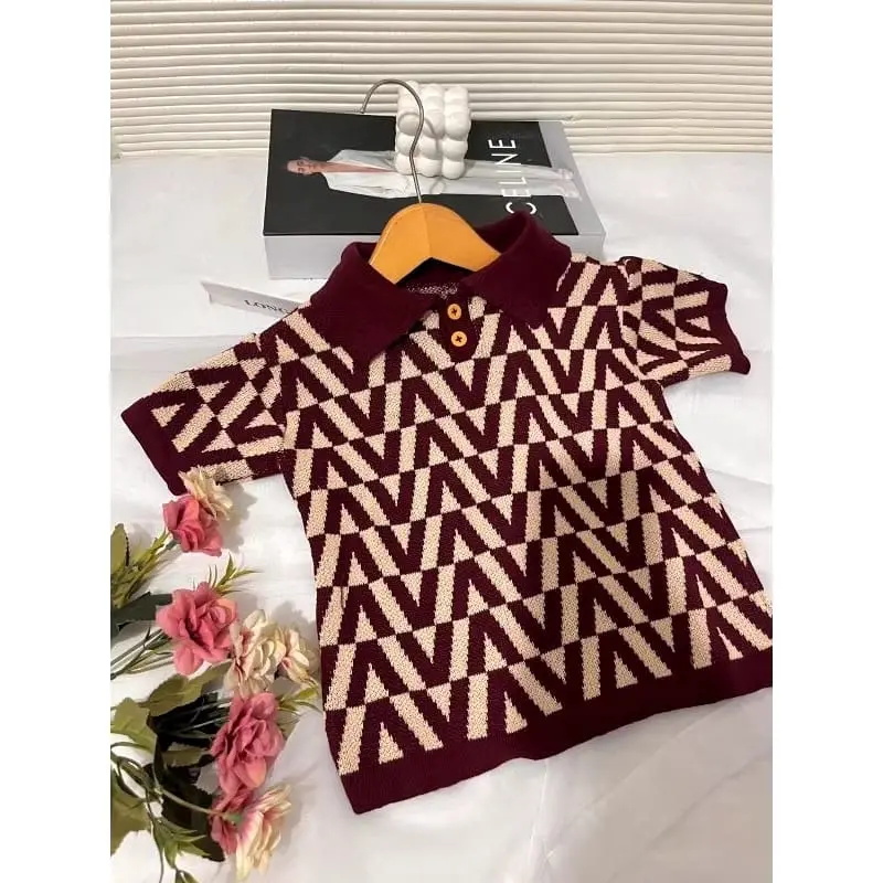 Atasan Polo Rajut Premium Motif V Unisex - Usia 1-6 Tahun - Fashion 5