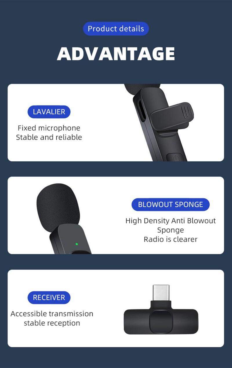 Product Introduction of Wireless Collar Clip  Outdoor Mobile Phone Live Broadcast Equipment Video Recording Radio Noise Reduction  Audio Smartphone  wireless microphone boy a wireless mic 10