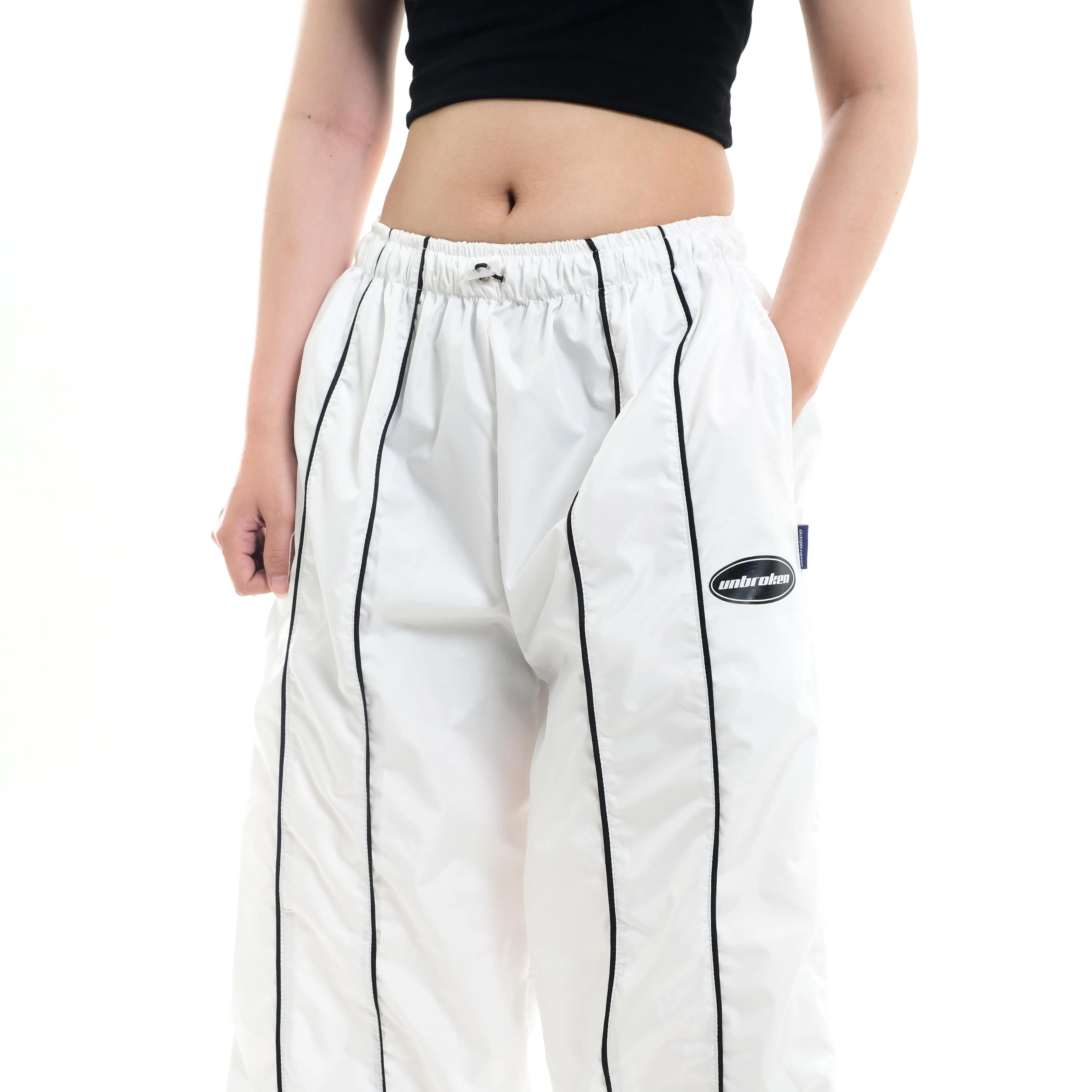 Unbroken Official  Baggy Pants Casual | Upside | Cream | Loose Pants | New Drop Casual Celana Panjang Wanita unsex regular skena outfit cewe ootd bawahan parasut karet  High Waist  Hitam Kulot Katun