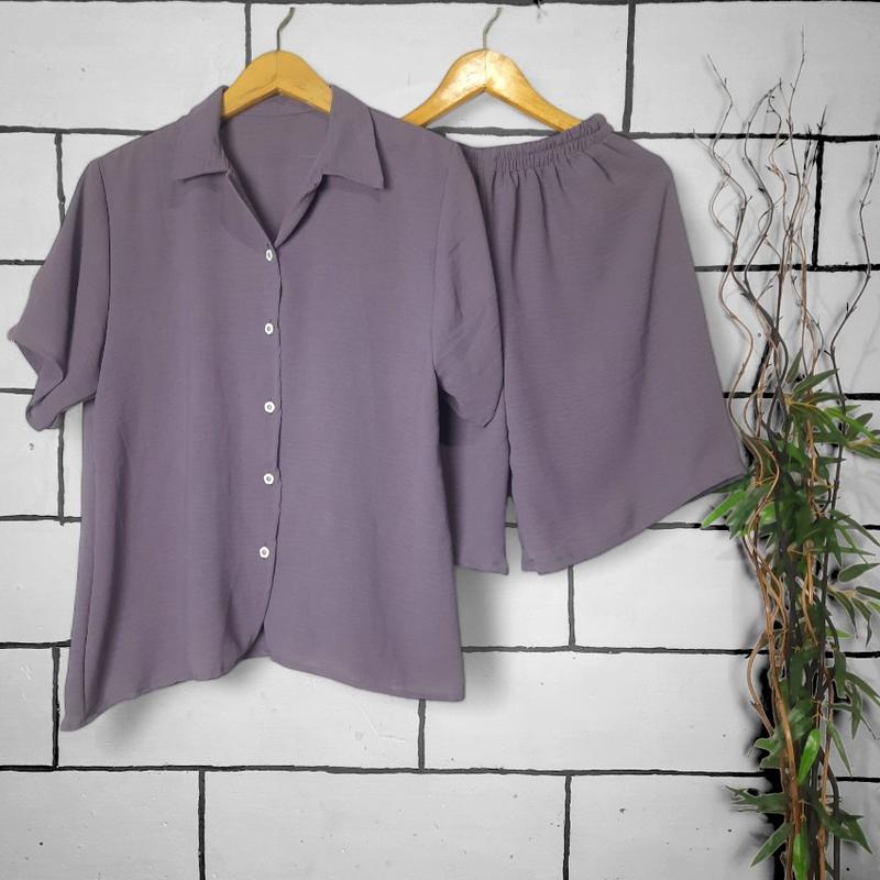 Product Introduction of Baju Setelan Pendek Wanita Cringkel Airflow l CPDKH l One Set Piyama Perempuan Santai Busui  Nyaman 14