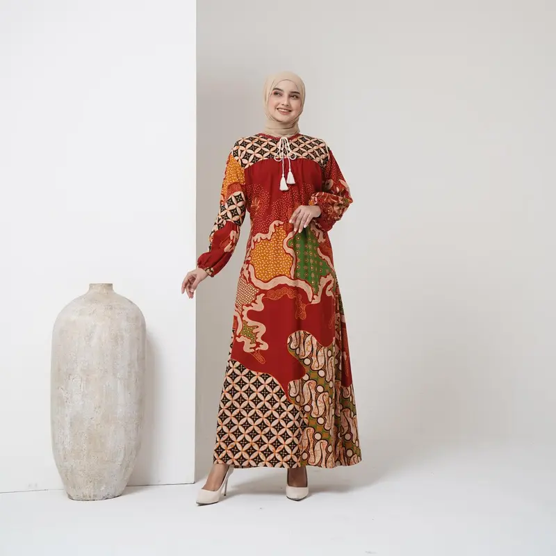 Abaya Gamis Jamilah gudang Salen Daster Longdress Lengan Panjang Muslim Panjang Maxi Wanita Rayon Hitam Motif Kaftan 0