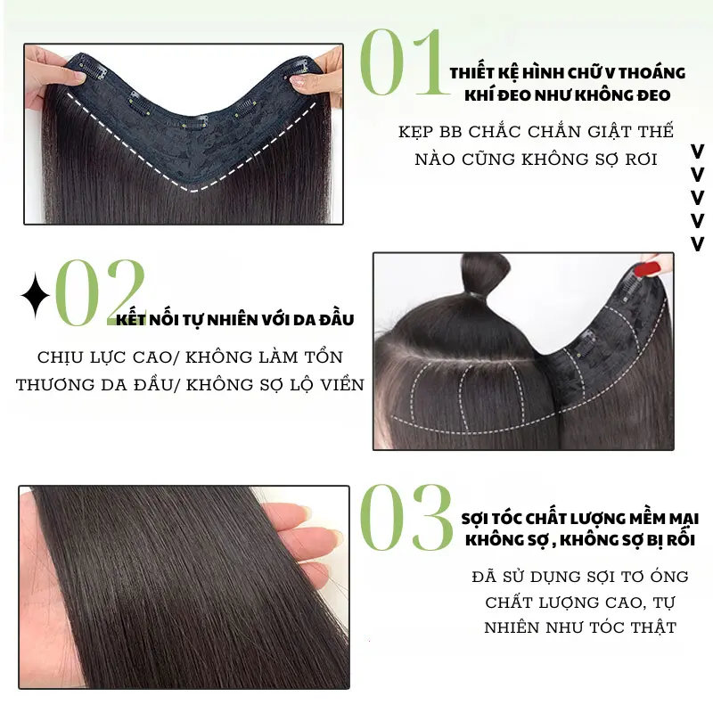 Tóc Giả Nửa Đầu Hình Chữ V, Sao Kim, Kẹp 3 / 4, Tóc Thẳng, Chất Lượng Cao, Tóc Giả Đầy Đủ, Dài 50cm, Thích Hợp Cho Phụ Nữ Để Tăng độ phồng tóc, Chịu Nhiệt Độ 140 Độ Women Wig 3
