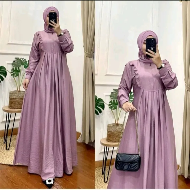 ALLISA DRESS PREMIUM / Gamis Allisah Bahan Premium Terbaru Nyaman Rempel Formal Kancing Kerah Manset Muslim Samping 4