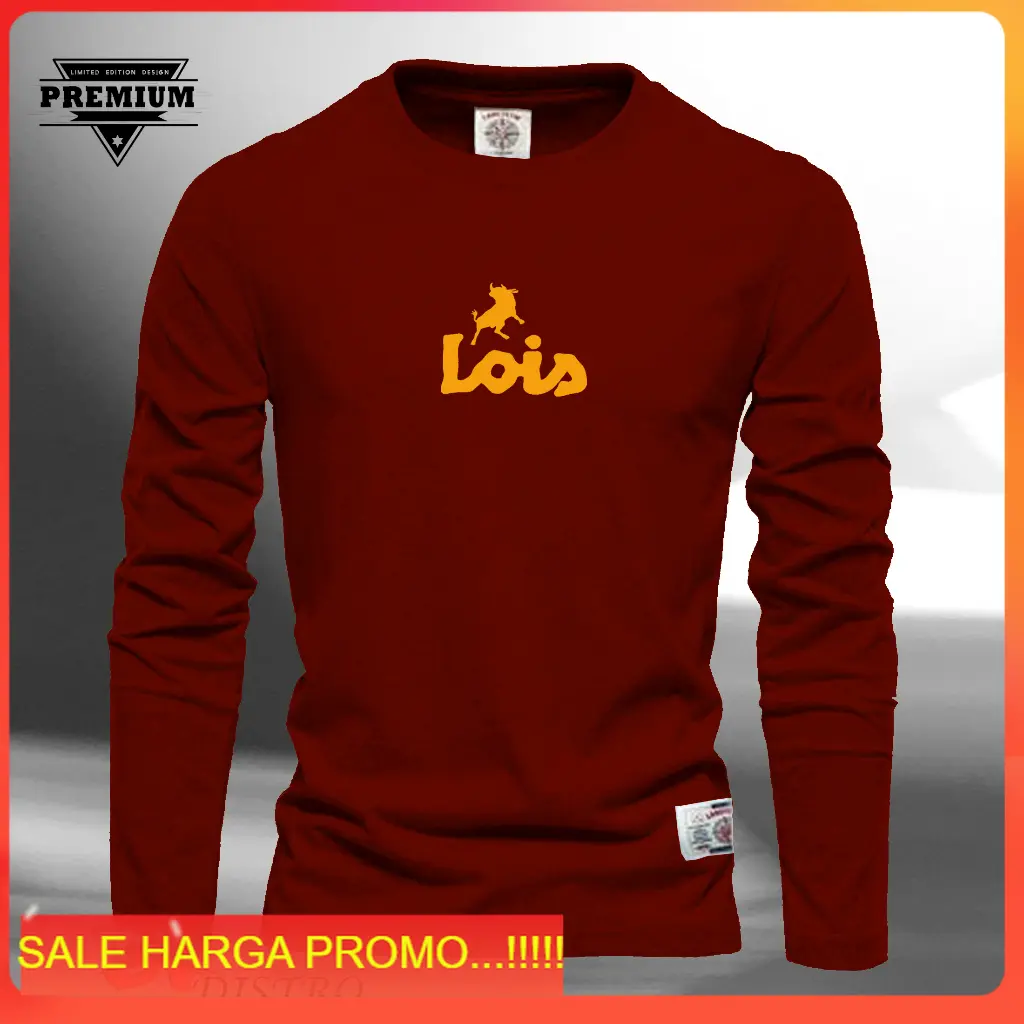 Kaos  Pria Keren Lengan Panjang Combed  Nyaman Sablon Tulisan Silver Sweater Hitam Gold Putih Baju Distro