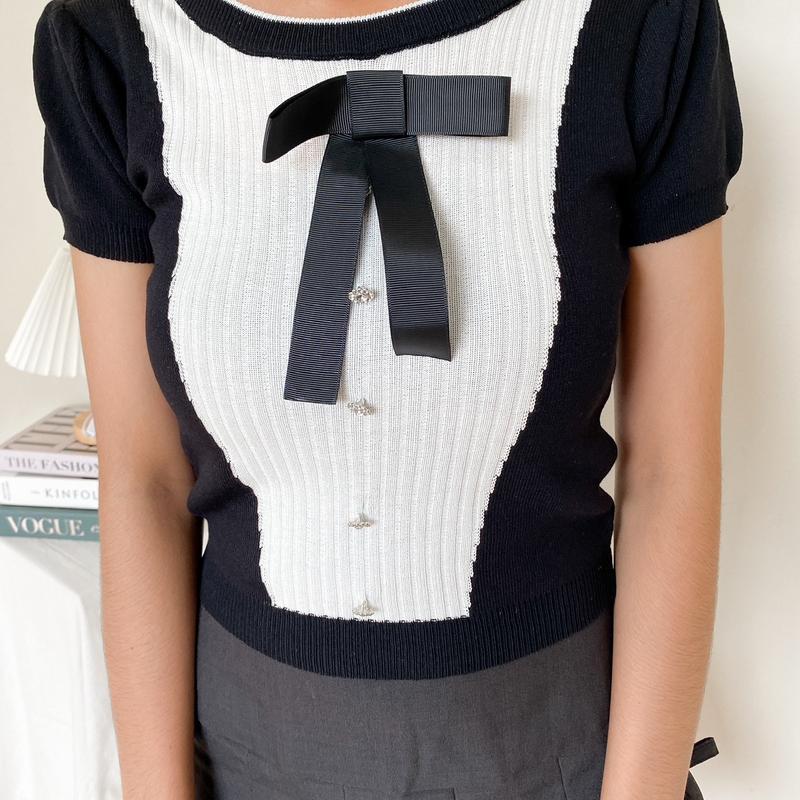 LULU TOP / CROP TOP / KNIT TOP / MONOCHROME/ TWO TONE / ATASAN WANITA RAJUT  Dewasa 4