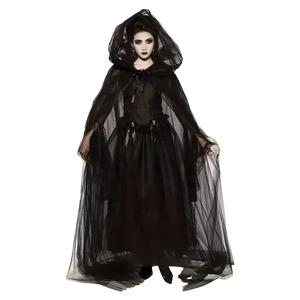 Chal de Cosplay de Halloween, Accesorio de Disfraz de Novia Vampira Bruja, Capa Doble Capa para Vestirse de Fiesta