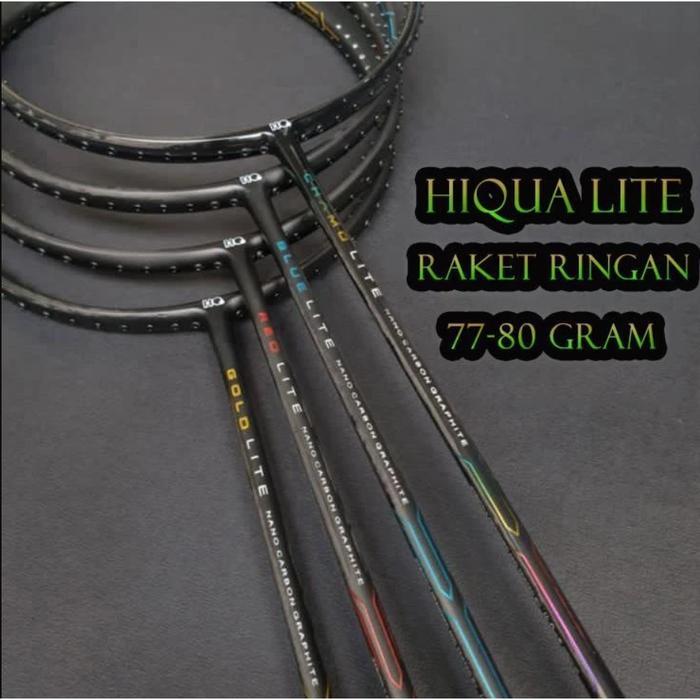 Raket Badminton HIQUA HI-QUA LITE GOLD/CHAMO/BLUE/RED LITE RINGAN 5U - Blue lite, Free psng Senar