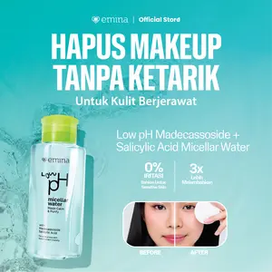 Emina Low pH Micellar Water  untuk Kulit Berminyak dan Berjerawat Sensitif 125ml & 300ml | Salicylic Acid Pembersih Wajah Gentle Makeup Remover Double Cleansing for Acne-Oily Prone Skin Oil Control Moisturizer Sunscreen Mencerahkan Menghaluskan