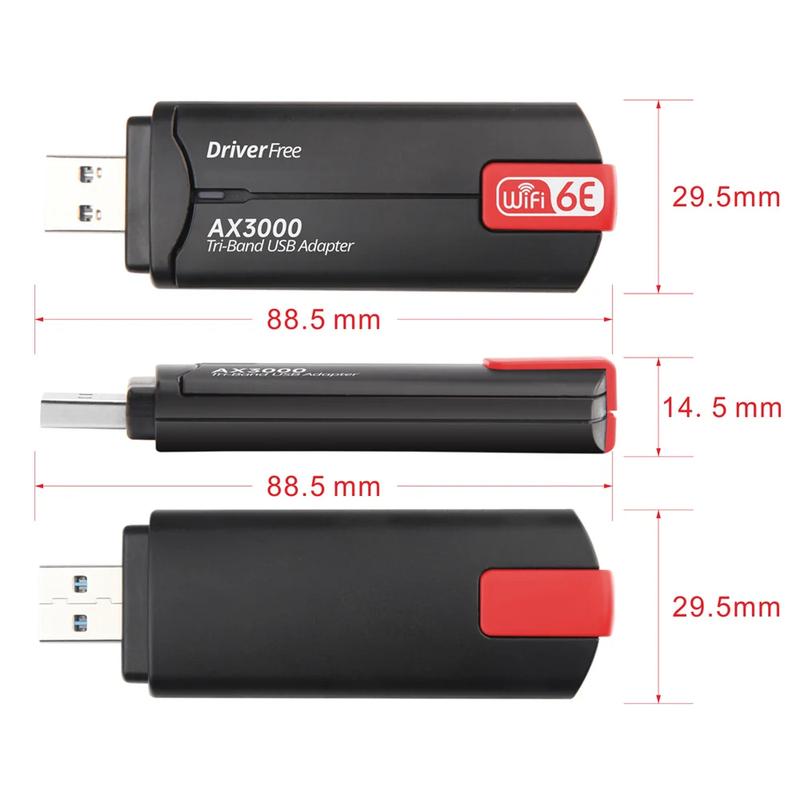 Product Introduction of USB WiFi 6E Adapter AX3000 2.4G/5G/6GHz Wi-Fi USB3.0 Dongle High Gain Antenna Wireless Network Card Driver Free 31