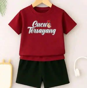Stelan Kaos Anak Lengan Pendek Bahan Katun Combed 30s Cucu Tersayang Untuk Usia 6 Bulan sampai 10 Tahun