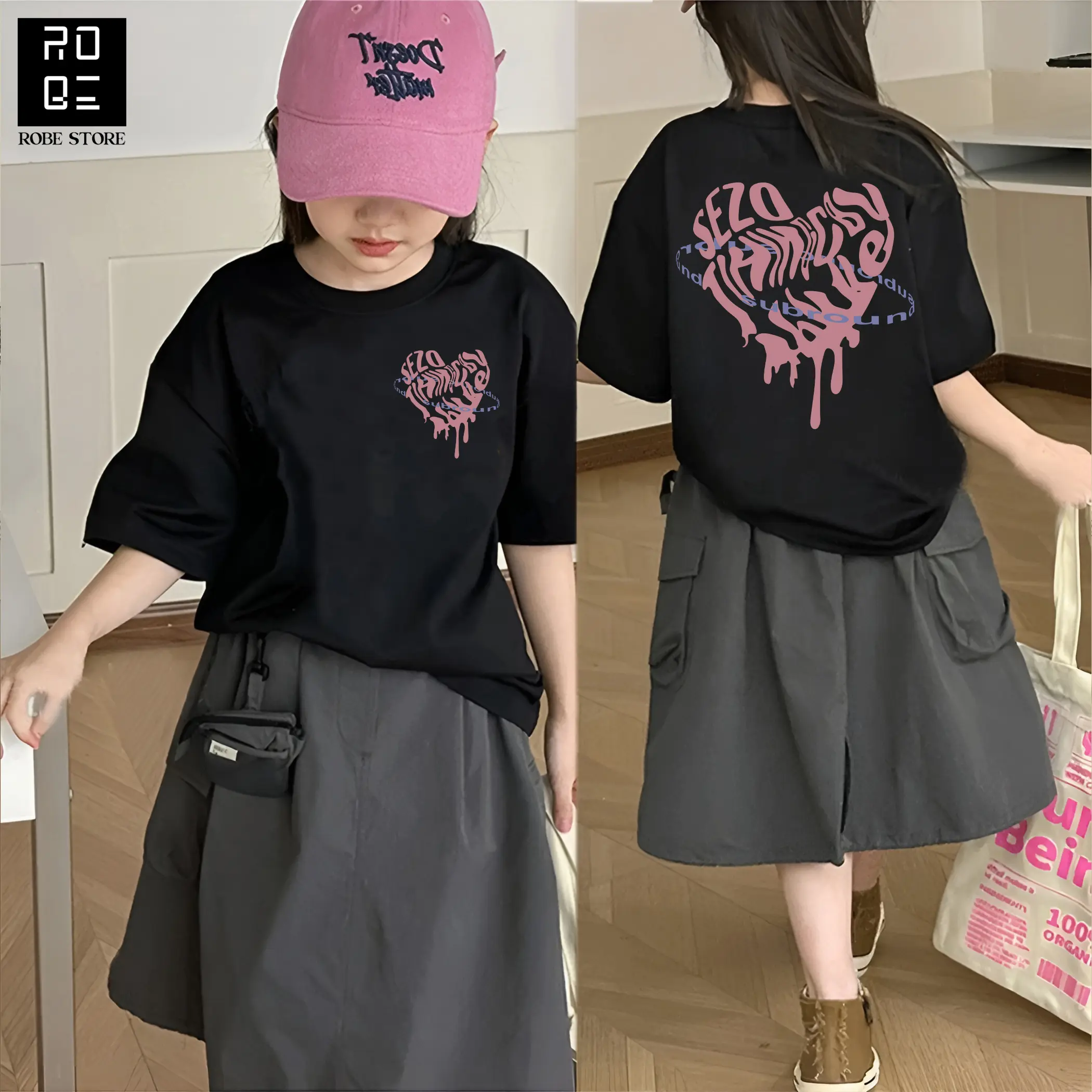 Kaos Distro Anak-anak Perempuan Umur 3-12 Tahun Motif Gambar Digital Printing Bahan Cotton Combed Premium R01