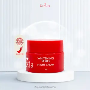 KEZIA Whitening Series Night Cream 10gr - Krim Malam Mencerahkan Wajah dengan Olive Oil & Lactic Acid - Mencegah Pigmentasi Kulit