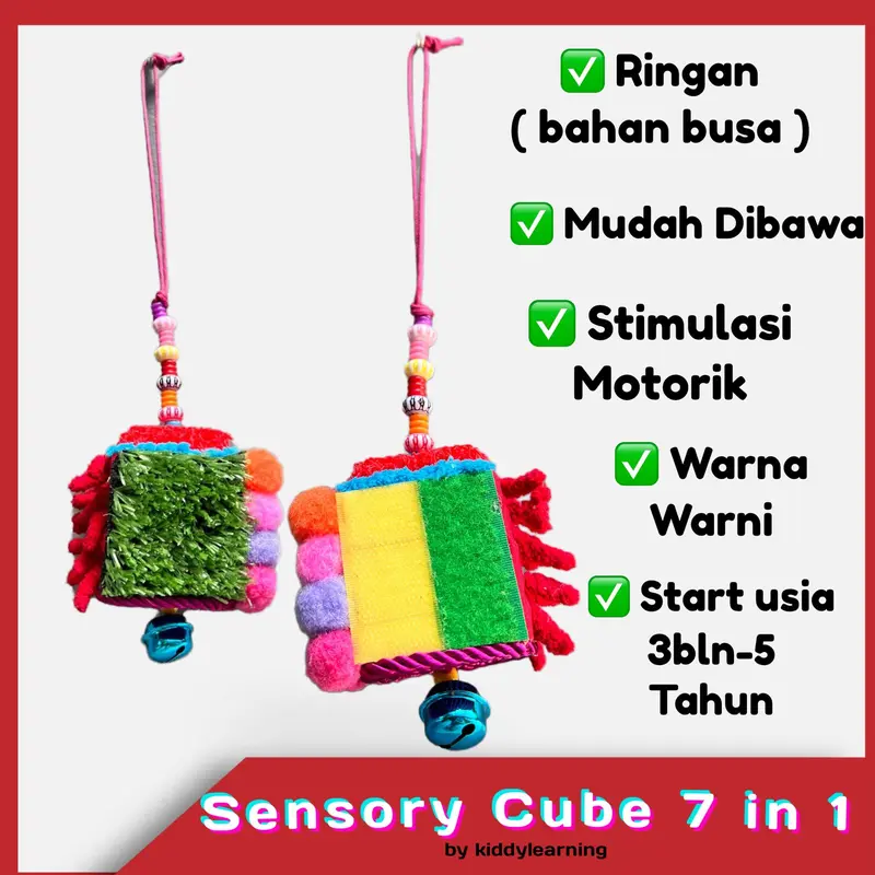 Mainan Montessori Sensory Cube untuk Stimulasi Sensorik Bayi 0