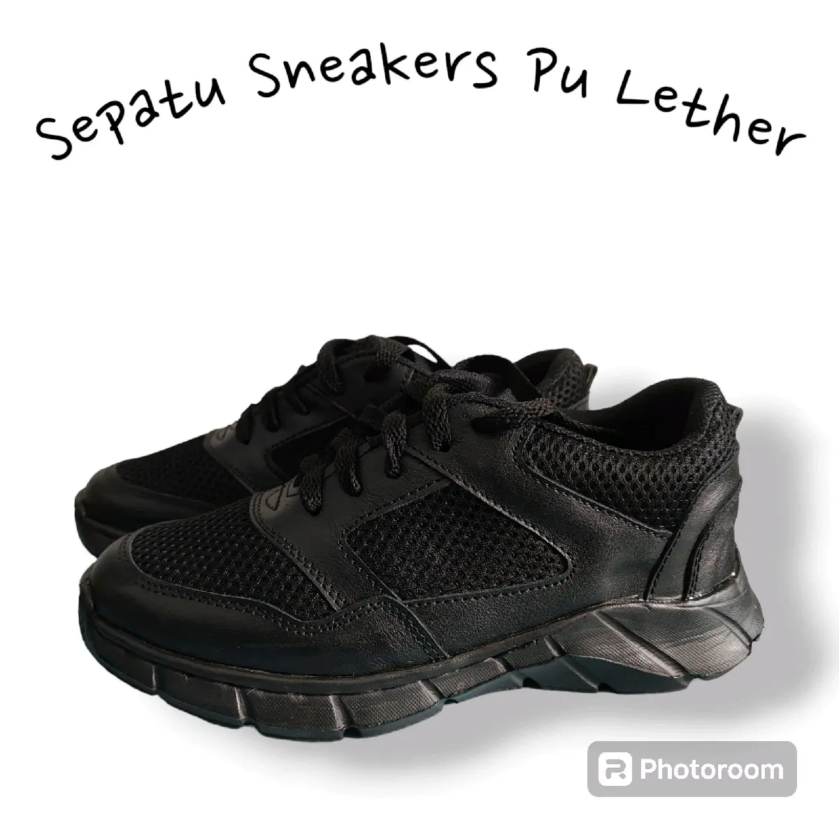 Sepatu Sneakers Running Pu Leather Pria Dewasa (Dijahit)