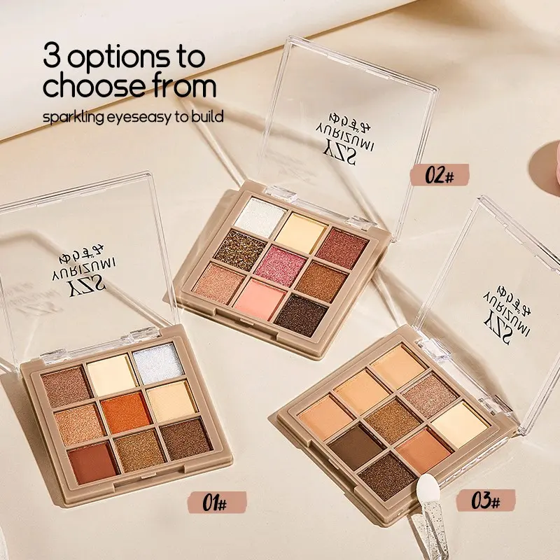 YZS Eyeshadow Pallete 9 Warna Eyeshadow Shimmer Perona Mata Matte Tahan Air 1