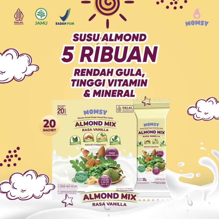 Gambar Momsy Almond Mix, Minuman Almond Rasa Vanila 20 sachet BPOM & HALAL [RG] dari Momsy Indonesia Kab. Tangerang Tokopedia