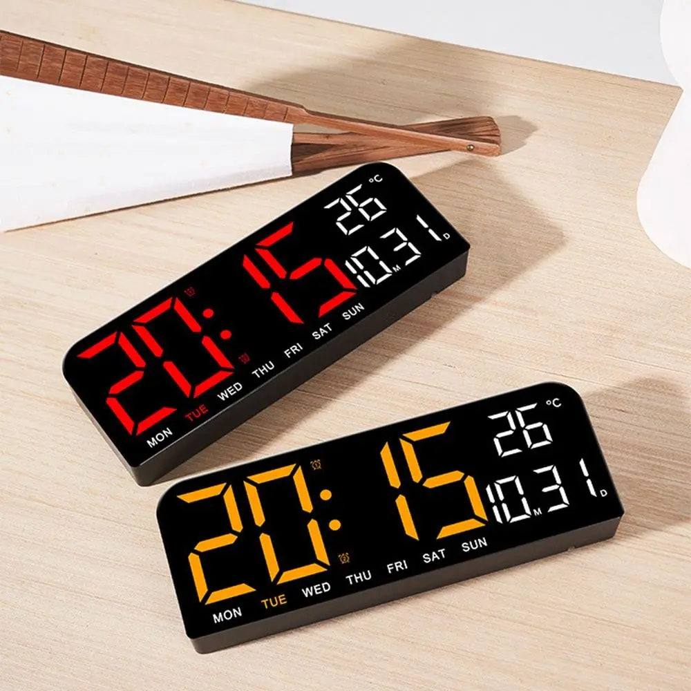 Đồng Hồ treo tường điện tử, treo tường, đa chức năng, màn hình LED kỹ thuật số, nhiệt độ, điều khiển bằng giọng nói, đồng hồ để bàn, cho phòng ngủ, mới, đồng hồ gia dụng