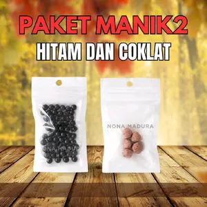 PAKET ISI 2 HITAM COKLAT MANIK MANIK KEMASAN POUCH MANIK MANIK UNTUK HIASAN MANIK MANIK DIY