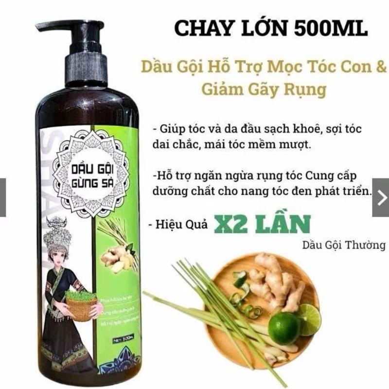 Dầu Gội Gừng Sả Chai Lớn 500Ml hỗ trợ mọc tóc giảm gãy rụng tóc