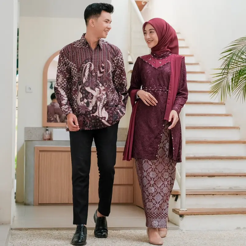 Kebaya Alana couple Burgundy / kebaya couple / kebaya lamaran 2