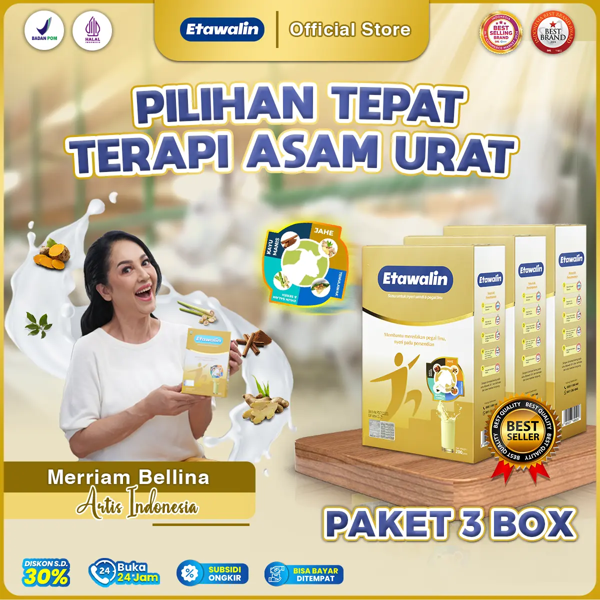 PAKET 3 BOX II SUSU KAMBING ETAWA ASLI II SUSU ETAWALIN ORIGINAL I| PAKET 3 BOX II AKUN RESMI ETAWALIN | SUSU KAMBING UNTUK PEGAL LINU | Minuman berkhasiat terbuat dari susu kambing etawa  yang dipadukan dengan bahan rempah pilihan II Dairy Milk Bubuk