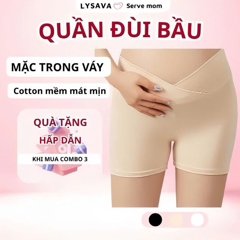Quần Đùi Bầu Mặc Trong Váy Cho Bà Bầu, Quần Đùi Bầu Cạp Chéo Bigsize Chất Cotton Mềm Mát Mặc Nhà Lysava QD7