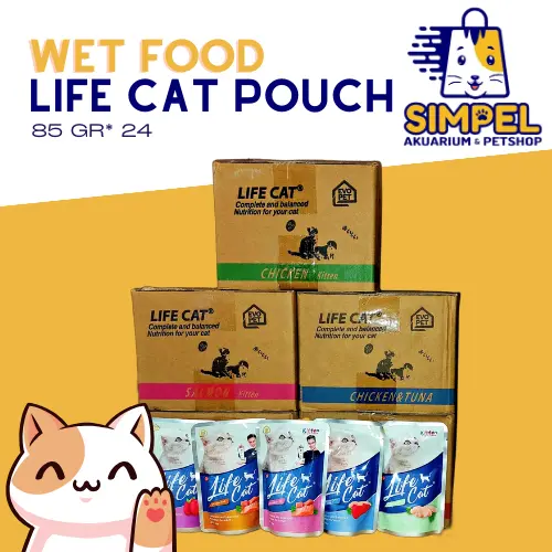 LIFE CAT Pouch 85gr Per Dus isi 24 Pcs / Makanan Kucing Basah / 1 Dus