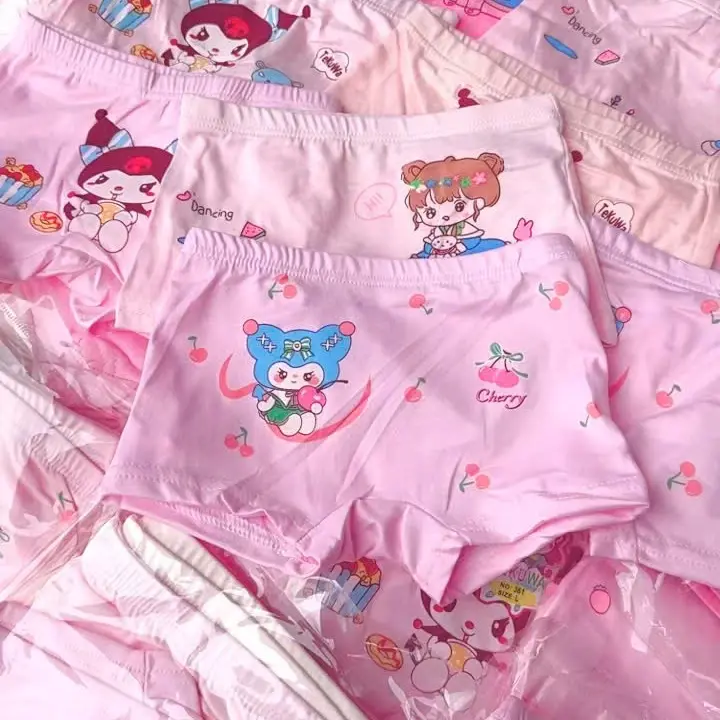 Set 5-10 quần chip đùi bé gái, vải thun mềm co dãn,đáy quần 1 lớp đóng gói nhiều mẫu cùng 1 size 4 màu từ 10-30kg - 1