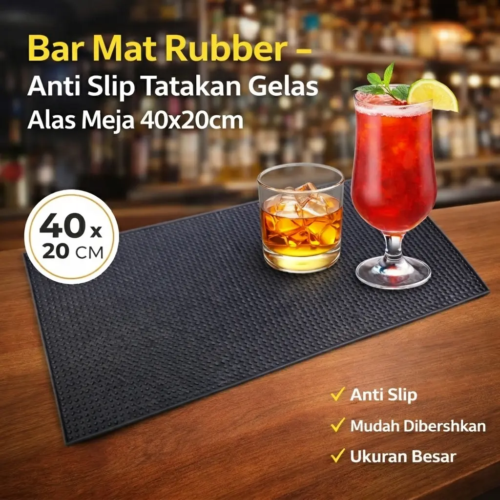 Mutiara Mall - Bar Mat Karet | Tatakan Gelas Barista | Alas Meja Anti Slip