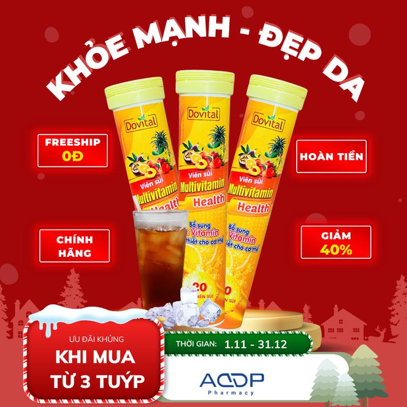   SP LIVE  3 Tuýp vị Cam Sủi Multivitamin Health Dovital - Tpbvsk bổ sung Vitamin C 