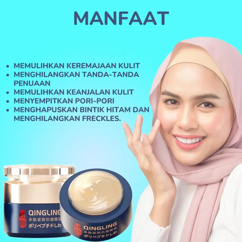 Krim Qinglin Anti-Penuaan dengan Formula Pelembap, Cocok untuk Mengurangi Kerutan dan Mencerahkan Kulit, 50g