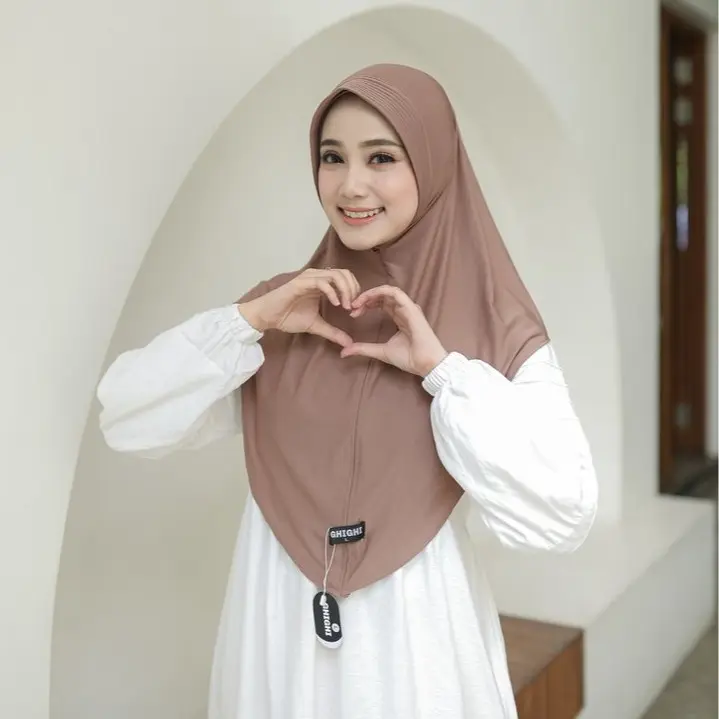 At - Tasmal Daily Hijab Bergo Hamidah Size L Matt Jersey Kerudung Instan Muslim Instan 1