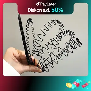 Bando Kawat Gelombang Zigzag Hitam Premium Headband Sport Pria Wanita Import Anti Patah