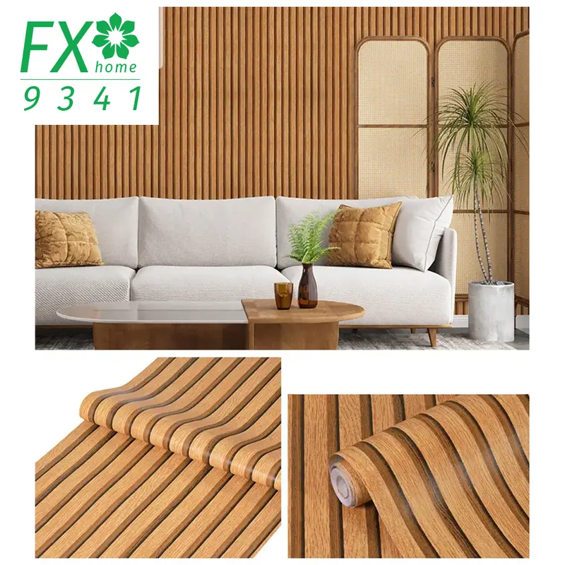 Wallpaper Stiker Dinding merk FX HOME Motif Panel Kayu Waterproof PVC Dekorasi Rumah 0