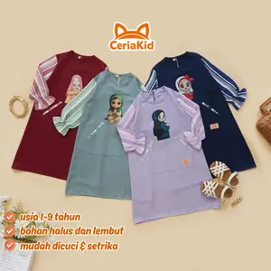 Ceriakid - Gamis Anak Perempuan Muslim Gambar Hijab Lucu 1 2 3 4 5 6 7 8 tahun Baju