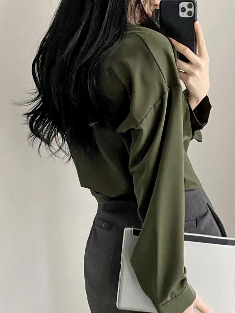 Product Introduction of polo collar single breasted loose long sleeve shirt 2