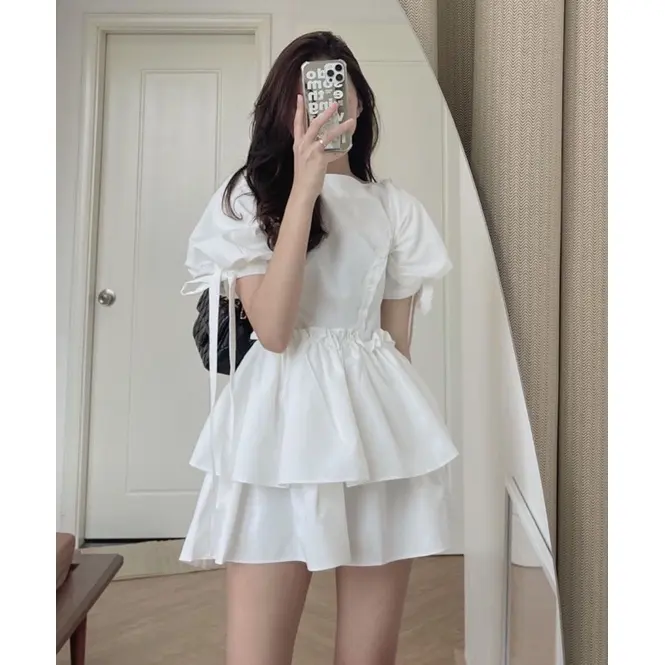Puffy mini dress wanita gaun main casual korean look style| by duta busana purbalingga 4