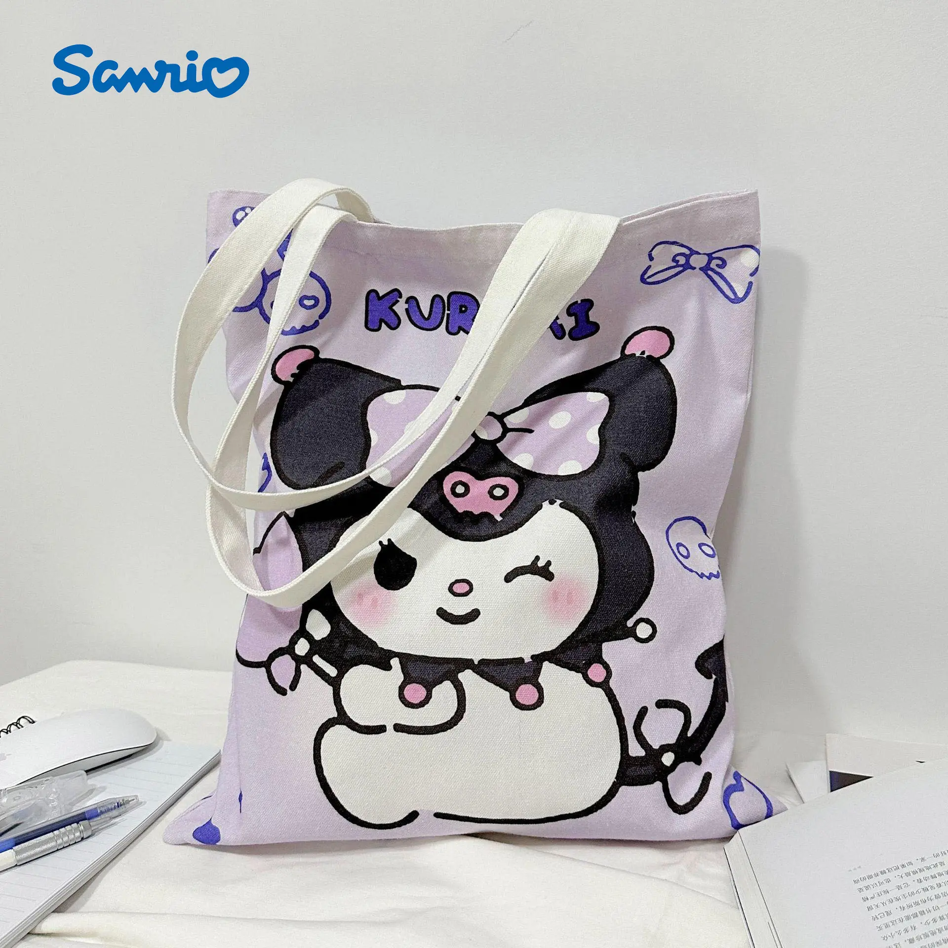 Túi Vải SANRIO, Túi Đeo Vai Nữ Kuromi, Hellokitty, Cinnamoroll, Phong Cách Thường Ngày Dung Tích Lớn, Thích Hợp Để Mua Sắm, Lý Tưởng Cho Quà Tặng Bé Gái