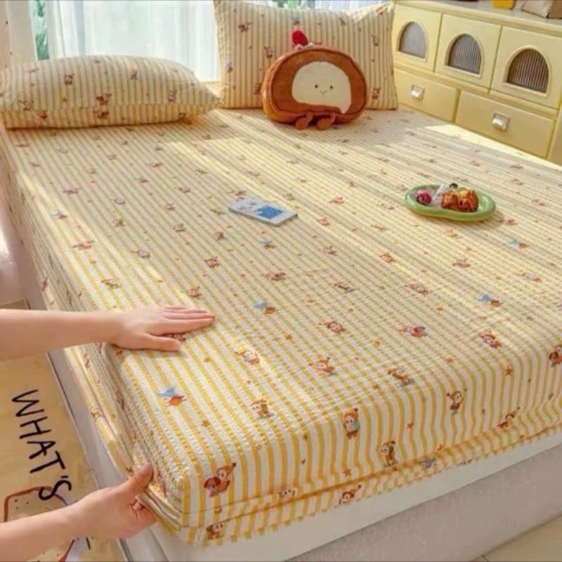 Bộ Ga Gối 3 Món gồm 1 ga và 2 vỏ gối , Cotton Bốn Mùa bọc đệm dưới 12cm chất nhẹ dễ khô không bai xù cho giấc ngủ thoải mái