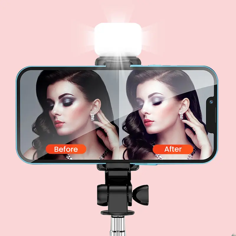 Tripod HP Tongsis R1S Dengan Lampu LED Flash Free Reemote Bluetooth AH086 1