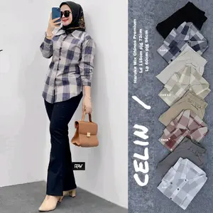 [Ready Stock] Setelan Celin Haruka – Kemeja Kotak Lengan Panjang + Celana Chinos Wanita Premium, Bisa COD , ORIginal Produk, Setelan kskinian ,Setelan kemeja, Setelan Terbaru.