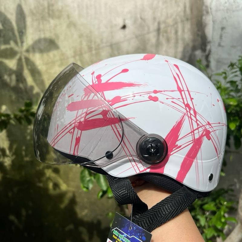  NÓN BẢO HIỂM SƠN NHÚNG CÓ GẮN KÍNH  Đạt Chuẩn 