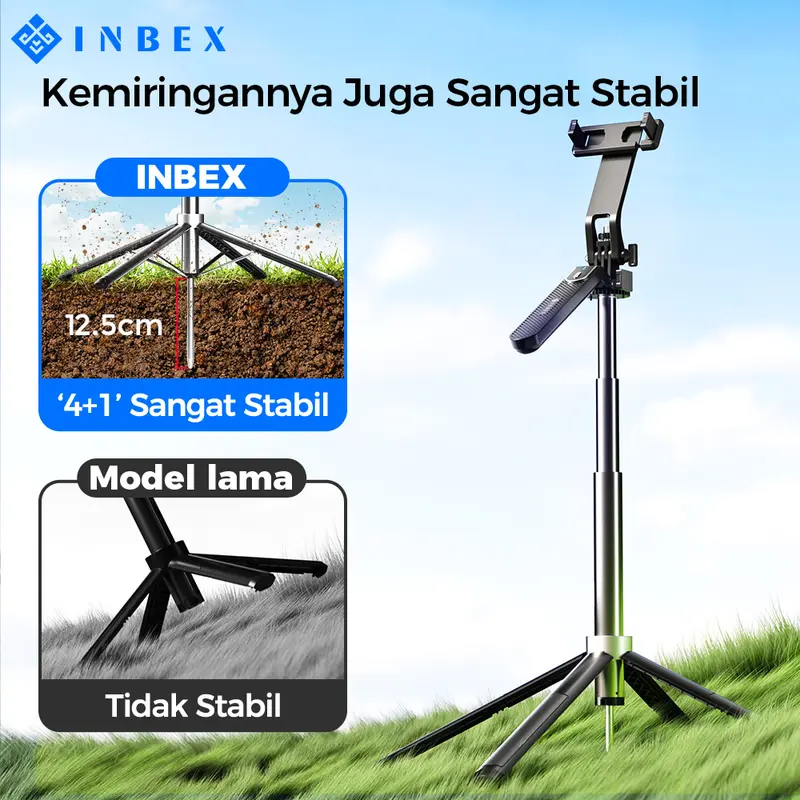 【COD】【24H Shipping】INBEX IB180 Tripod tongsis quadpod handphone Bluetooth 1.8m Memperkuat Tiang Penancap tongkat jalan 1