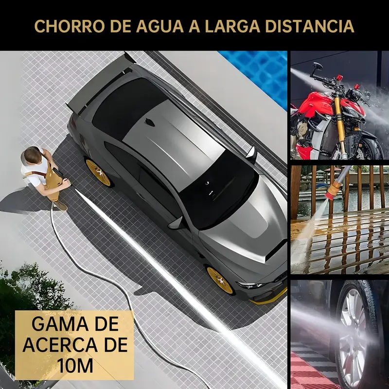 Pistola Para Hidrolavadora Electrica Portatil Inalambrica Incluye 2 Baterías, Manguera De 5M Hidrolavadora eléctrica portátil y inalámbrica negro de 550W con 680psi de presión máxima - Foto 7